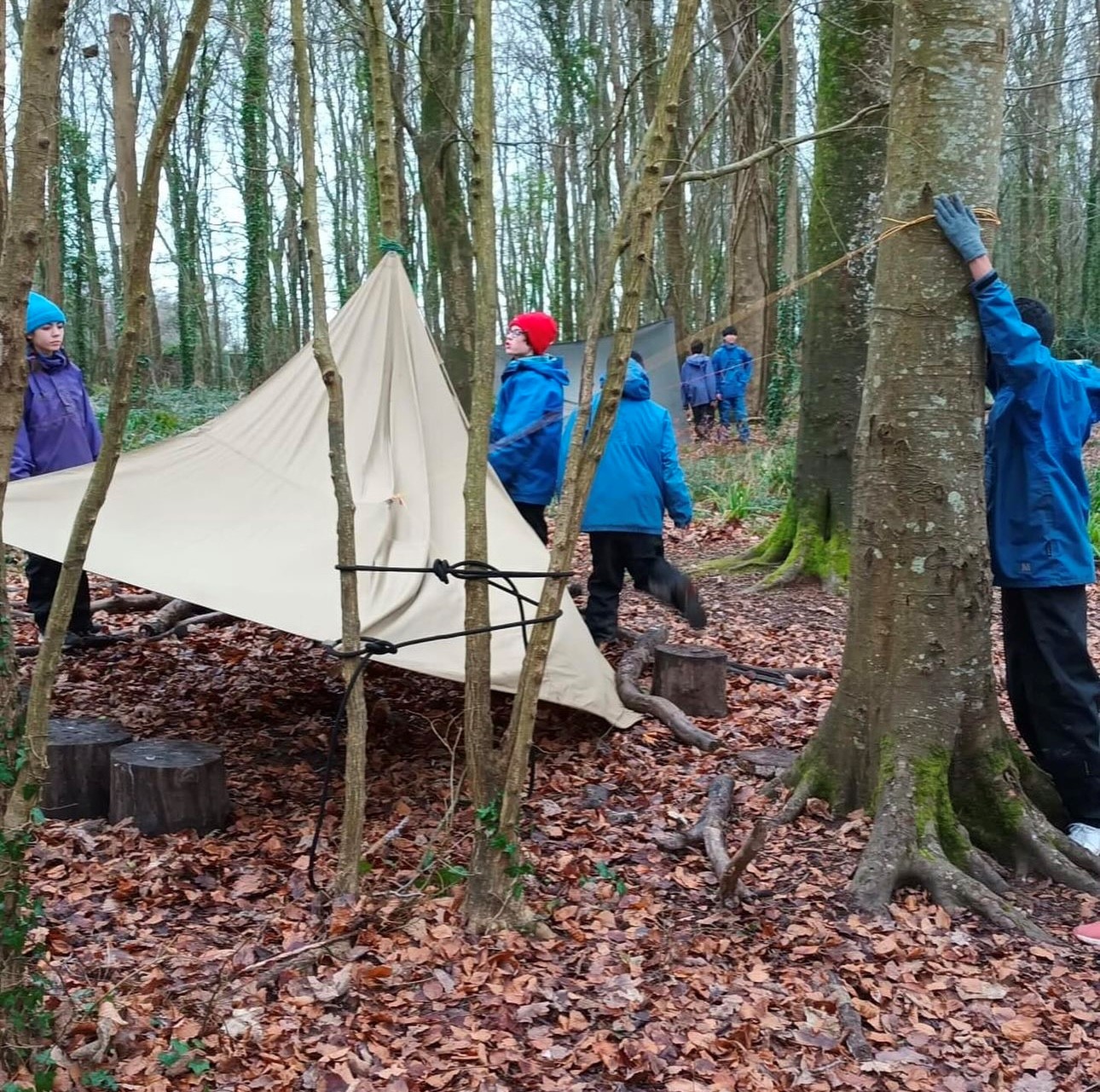 Setting up a  tent
