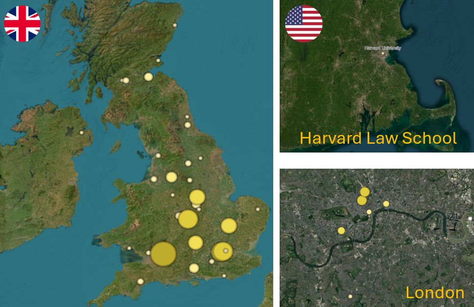 Map of the UK showing concentration of university destinations in 2026