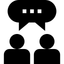 Drawing of two people talking