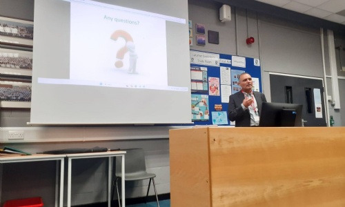 Dr Roy presenting in the study room