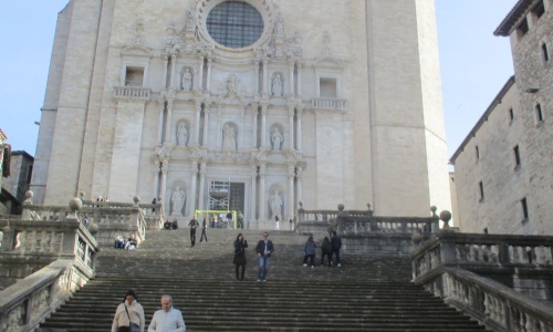 Students sitting in steps
